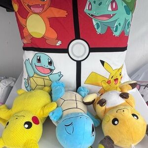 Pokemon Plush Set - 3 stuffed animals and one pillow
